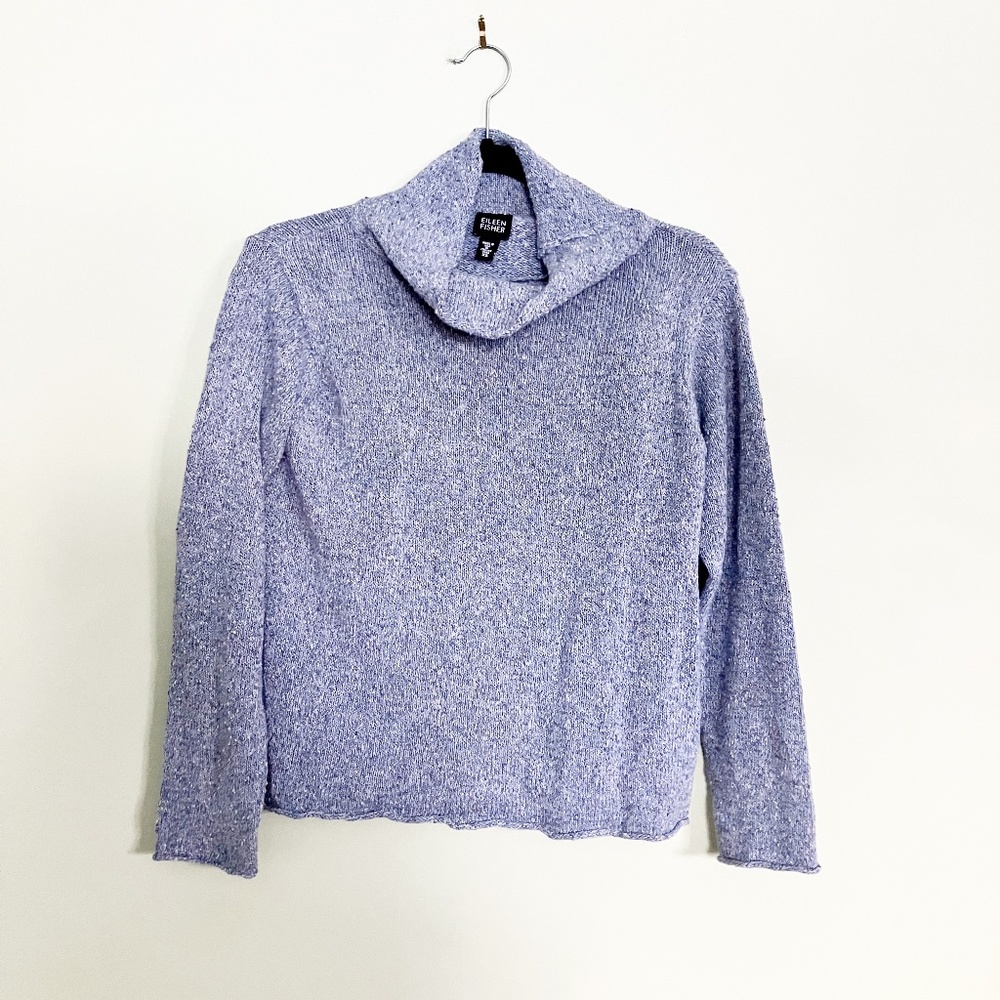 Eileen Fisher linen blend cowl neck sweater size XS